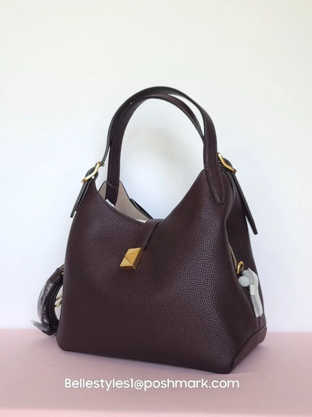 KATE SPADE Deco MEDIUM Pebbled Leather Crossbody Tote Bag- Blackberry color⭐